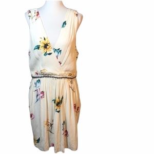 Topshop Dress Floral Top Shop 10 Ivory V-neck EUC
